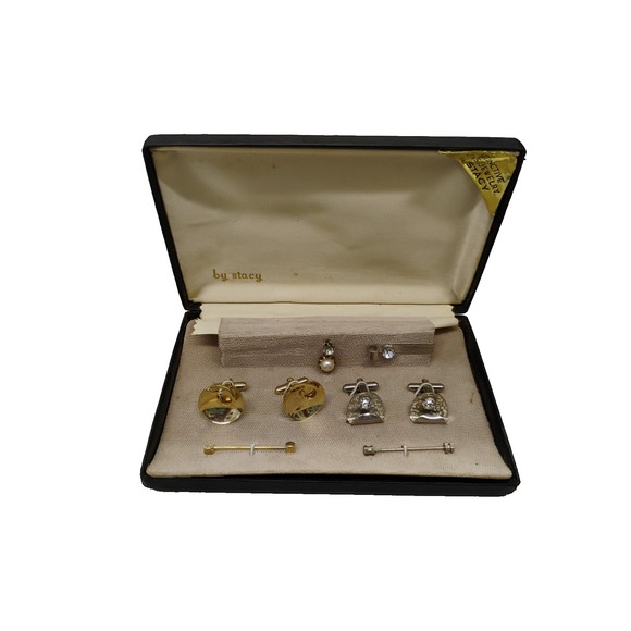 Other - Vintage by Stacy Set Mens Cufflinks, tie tacks, tie clip & tie pins Original Box